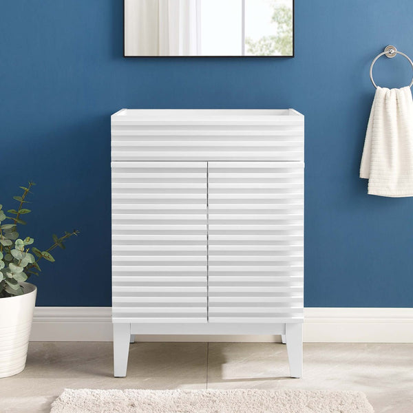 Modway Furniture Render 24" Bathroom Vanity Cabinet - Mid-Century Modern Design with Soft-Close Doors & Storage Solutions White EEI-4598-WHI