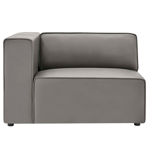 Modway Furniture Mingle Vegan Leather Left-Arm Chair - Stylish, Modular Design with Plush Comfort for Modern Living Spaces Gray EEI-4621-GRY