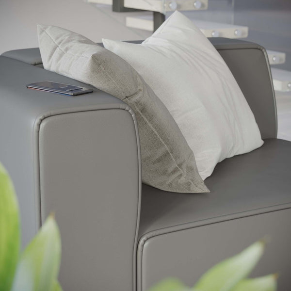 Modway Furniture Mingle Vegan Leather Left-Arm Chair - Stylish, Modular Design with Plush Comfort for Modern Living Spaces Gray EEI-4621-GRY