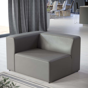 Modway Furniture Mingle Vegan Leather Left-Arm Chair - Stylish, Modular Design with Plush Comfort for Modern Living Spaces Gray EEI-4621-GRY