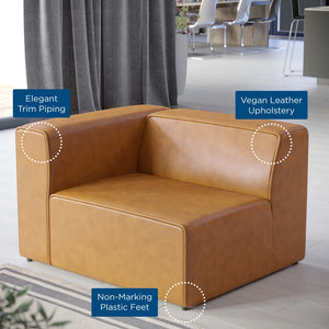 Modway Furniture Mingle Vegan Leather Left-Arm Chair - Stylish, Modular Design with Plush Comfort for Modern Living Spaces Tan EEI-4621-TAN