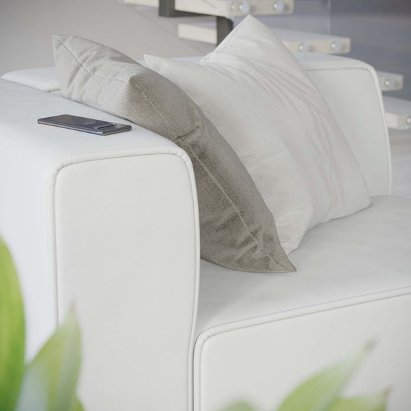 Modway Furniture Mingle Vegan Leather Left-Arm Chair - Stylish, Modular Design with Plush Comfort for Modern Living Spaces White EEI-4621-WHI