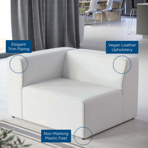 Modway Furniture Mingle Vegan Leather Left-Arm Chair - Stylish, Modular Design with Plush Comfort for Modern Living Spaces White EEI-4621-WHI