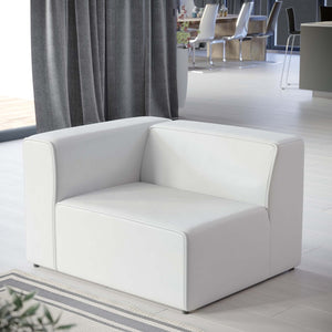 Modway Furniture Mingle Vegan Leather Left-Arm Chair - Stylish, Modular Design with Plush Comfort for Modern Living Spaces White EEI-4621-WHI