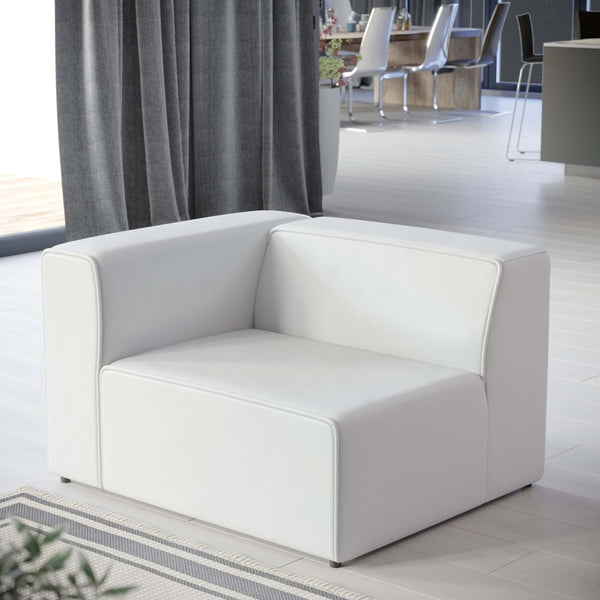 Modway Furniture Mingle Vegan Leather Left-Arm Chair - Stylish, Modular Design with Plush Comfort for Modern Living Spaces White EEI-4621-WHI