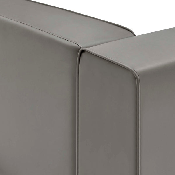 Modway Furniture Mingle Vegan Leather Right-Arm Chair - Modern Modular Seating for Stylish Comfort and Support Gray EEI-4622-GRY