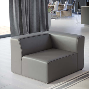 Modway Furniture Mingle Vegan Leather Right-Arm Chair - Modern Modular Seating for Stylish Comfort and Support Gray EEI-4622-GRY