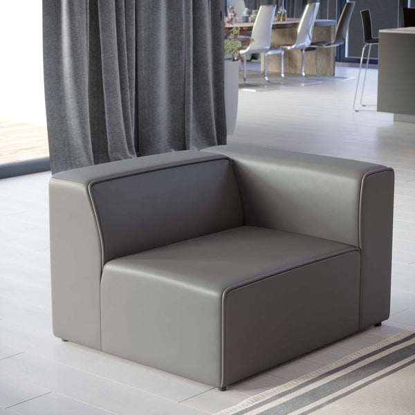 Modway Furniture Mingle Vegan Leather Right-Arm Chair - Modern Modular Seating for Stylish Comfort and Support Gray EEI-4622-GRY