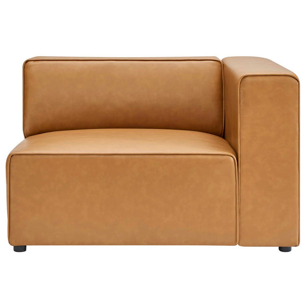Modway Furniture Mingle Vegan Leather Right-Arm Chair - Modern Modular Seating for Stylish Comfort and Support Tan EEI-4622-TAN