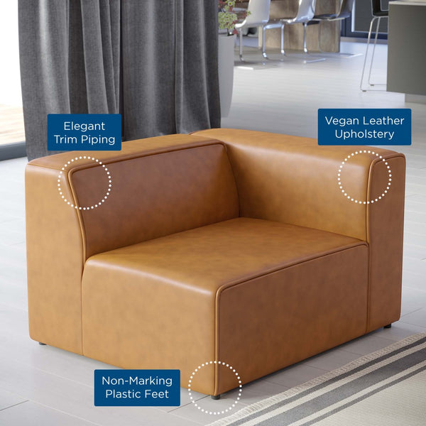 Modway Furniture Mingle Vegan Leather Right-Arm Chair - Modern Modular Seating for Stylish Comfort and Support Tan EEI-4622-TAN