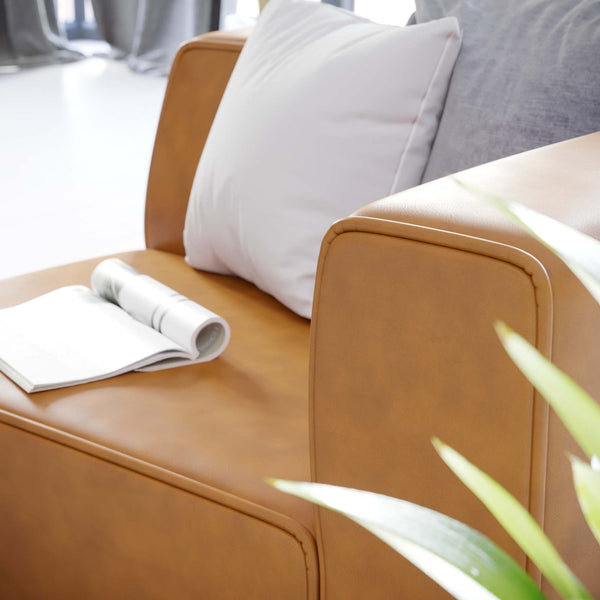 Modway Furniture Mingle Vegan Leather Right-Arm Chair - Modern Modular Seating for Stylish Comfort and Support Tan EEI-4622-TAN