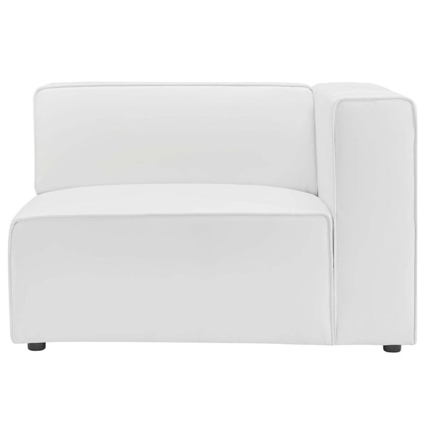 Modway Furniture Mingle Vegan Leather Right-Arm Chair - Modern Modular Seating for Stylish Comfort and Support White EEI-4622-WHI