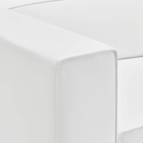 Modway Furniture Mingle Vegan Leather Right-Arm Chair - Modern Modular Seating for Stylish Comfort and Support White EEI-4622-WHI
