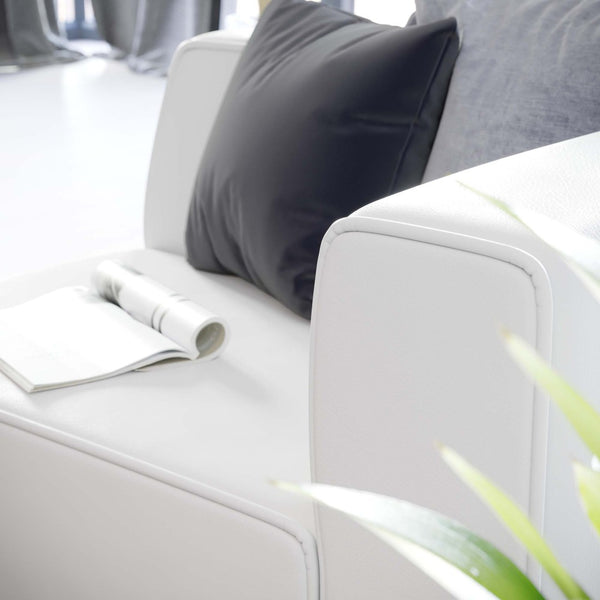 Modway Furniture Mingle Vegan Leather Right-Arm Chair - Modern Modular Seating for Stylish Comfort and Support White EEI-4622-WHI