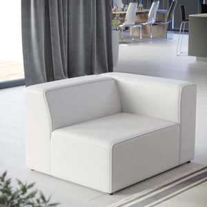 Modway Furniture Mingle Vegan Leather Right-Arm Chair - Modern Modular Seating for Stylish Comfort and Support White EEI-4622-WHI