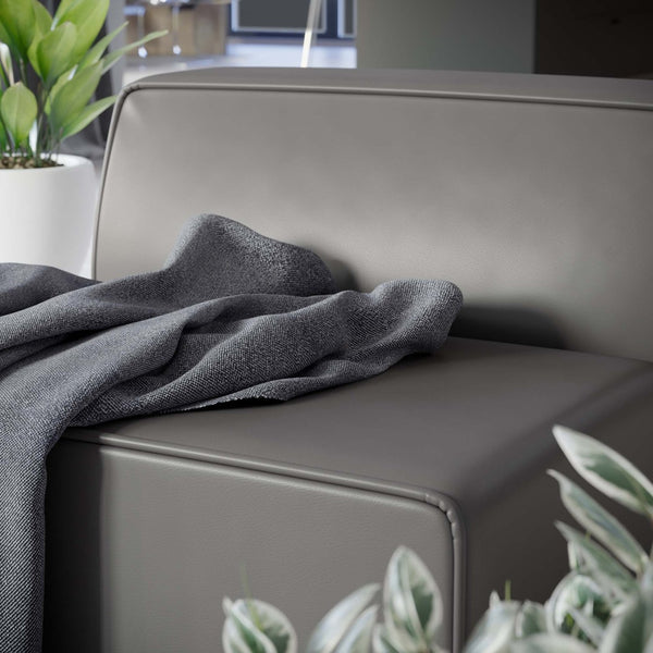 Modway Furniture Mingle Vegan Leather Armless Chair – Modern Modular Seating for Stylish Living Rooms and Lounges Gray EEI-4623-GRY