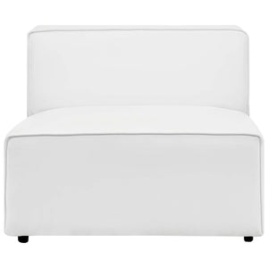 Modway Furniture Mingle Vegan Leather Armless Chair – Modern Modular Seating for Stylish Living Rooms and Lounges White EEI-4623-WHI