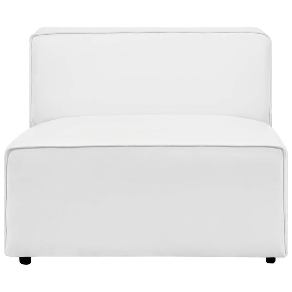Modway Furniture Mingle Vegan Leather Armless Chair – Modern Modular Seating for Stylish Living Rooms and Lounges White EEI-4623-WHI