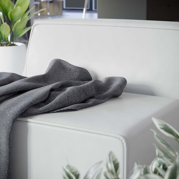 Modway Furniture Mingle Vegan Leather Armless Chair – Modern Modular Seating for Stylish Living Rooms and Lounges White EEI-4623-WHI