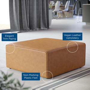 Modway Furniture Mingle Vegan Leather Ottoman - Versatile Modern Seating for Lounge, Footrest, or Modular Design EEI-4624-TAN