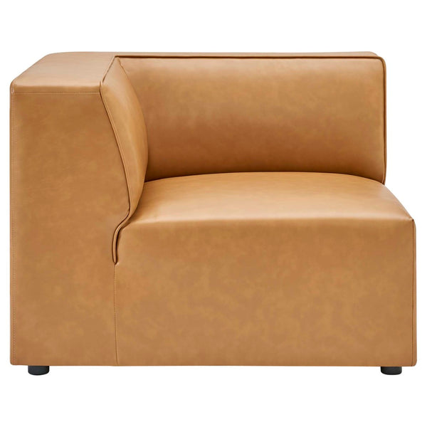 Modway Furniture Mingle Vegan Leather Corner Chair - Modern Modular Design for Cozy Living Room and Lounge Spaces Tan EEI-4625-TAN