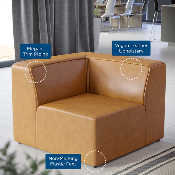Modway Furniture Mingle Vegan Leather Corner Chair - Modern Modular Design for Cozy Living Room and Lounge Spaces Tan EEI-4625-TAN