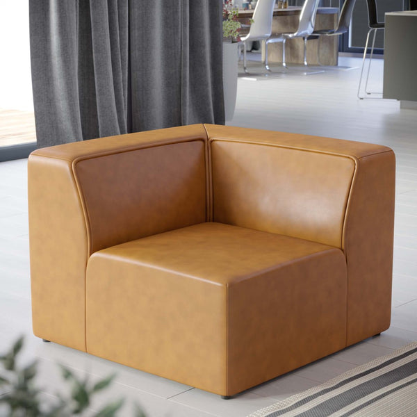 Modway Furniture Mingle Vegan Leather Corner Chair - Modern Modular Design for Cozy Living Room and Lounge Spaces Tan EEI-4625-TAN