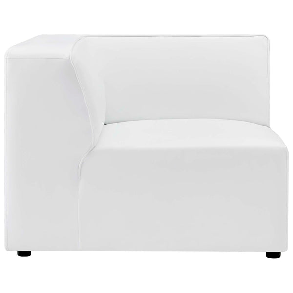 Modway Furniture Mingle Vegan Leather Corner Chair - Modern Modular Design for Cozy Living Room and Lounge Spaces White EEI-4625-WHI