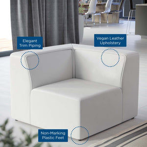Modway Furniture Mingle Vegan Leather Corner Chair - Modern Modular Design for Cozy Living Room and Lounge Spaces White EEI-4625-WHI