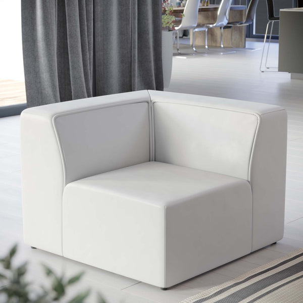 Modway Furniture Mingle Vegan Leather Corner Chair - Modern Modular Design for Cozy Living Room and Lounge Spaces White EEI-4625-WHI
