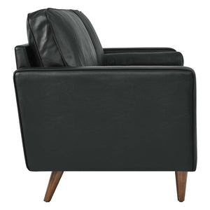 Modway Furniture Valour Leather Sofa by Modway - Mid-Century Elegance with Luxurious Comfort for Small Spaces Black EEI-4633-BLK