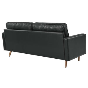 Modway Furniture Valour Leather Sofa by Modway - Mid-Century Elegance with Luxurious Comfort for Small Spaces Black EEI-4633-BLK
