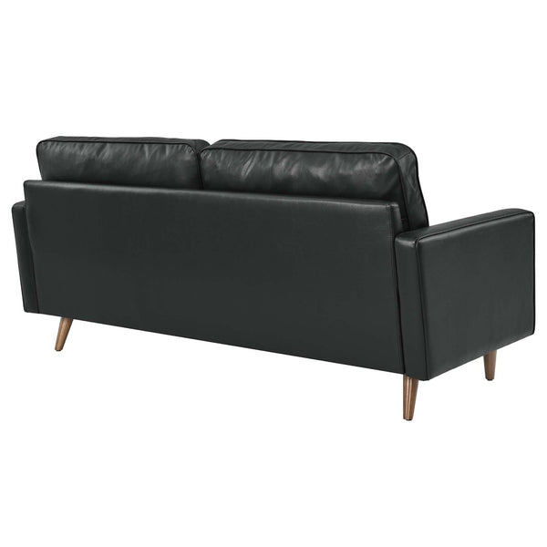 Modway Furniture Valour Leather Sofa by Modway - Mid-Century Elegance with Luxurious Comfort for Small Spaces Black EEI-4633-BLK