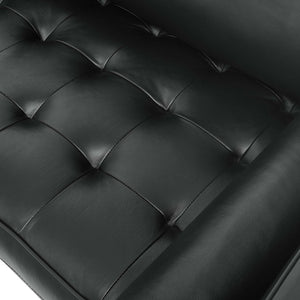 Modway Furniture Valour Leather Sofa by Modway - Mid-Century Elegance with Luxurious Comfort for Small Spaces Black EEI-4633-BLK