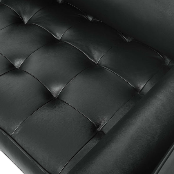 Modway Furniture Valour Leather Sofa by Modway - Mid-Century Elegance with Luxurious Comfort for Small Spaces Black EEI-4633-BLK