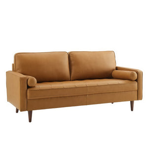 Modway Furniture Valour Leather Sofa by Modway - Mid-Century Elegance with Luxurious Comfort for Small Spaces Tan EEI-4633-TAN