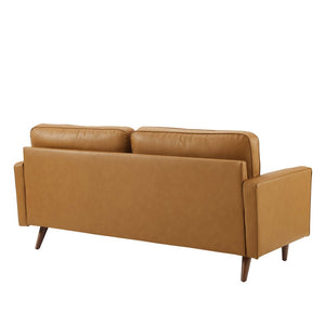 Modway Furniture Valour Leather Sofa by Modway - Mid-Century Elegance with Luxurious Comfort for Small Spaces Tan EEI-4633-TAN