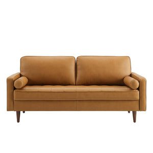 Modway Furniture Valour Leather Sofa by Modway - Mid-Century Elegance with Luxurious Comfort for Small Spaces Tan EEI-4633-TAN