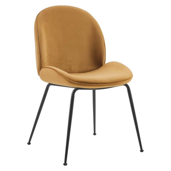 Modway Furniture Scoop Performance Velvet Dining Chairs Set of 2 - Vintage Glamour with Durable Black Steel Legs EEI-4635-COG