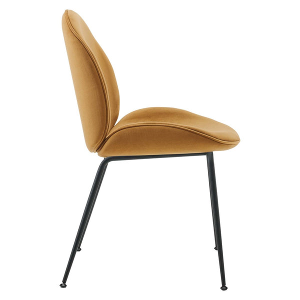 Modway Furniture Scoop Performance Velvet Dining Chairs Set of 2 - Vintage Glamour with Durable Black Steel Legs EEI-4635-COG