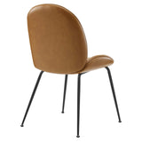 Modway Furniture Scoop Black Powder Coated Steel Leg Vegan Leather Dining Chairs - Set of 2 Tan 21 x 23 x 33.5