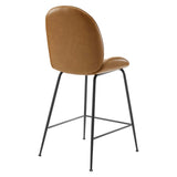 Modway Furniture Scoop Black Powder Coated Steel Leg Vegan Leather Counter Stool Tan 21 x 23 x 41.5