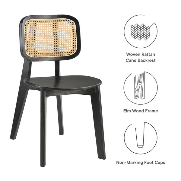 Modway Furniture Habitat Wood Dining Side Chair - Coastal Charm and Modern Design for Stylish Indoor Spaces Black EEI-4645-BLK