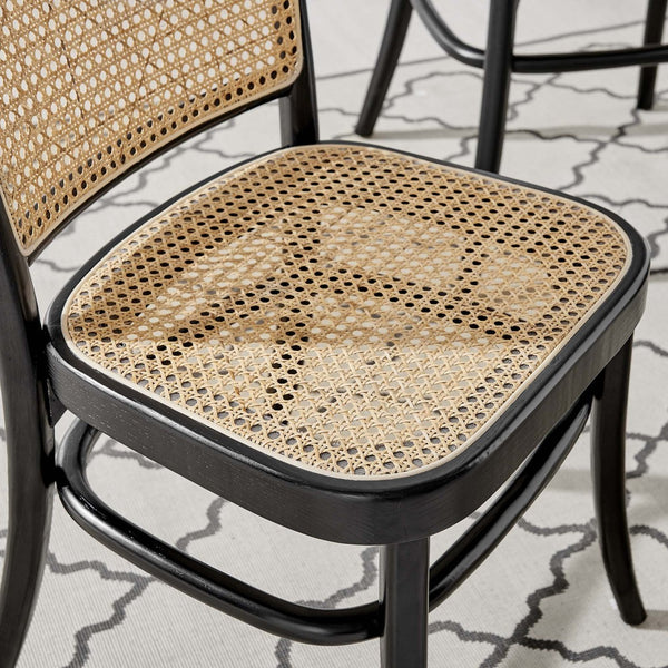 Modway Furniture Winona Wood Dining Side Chair - Elegant Woven Rattan Backrest, Durable Elm Frame for Cozy Dining Black EEI-4646-BLK