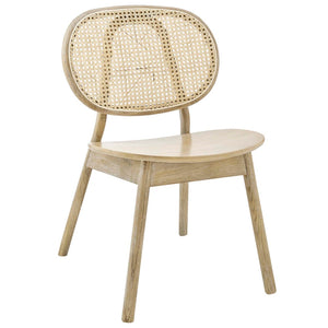 Modway Furniture Malina Modern Farmhouse Dining Side Chair - Gray Solid Elm with Woven Rattan for Stylish Comfort EEI-4649-GRY