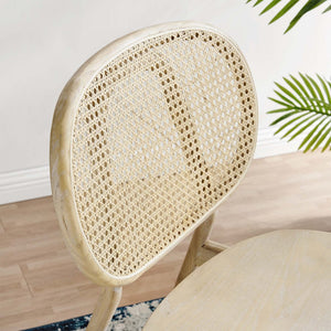 Modway Furniture Malina Modern Farmhouse Dining Side Chair - Gray Solid Elm with Woven Rattan for Stylish Comfort EEI-4649-GRY