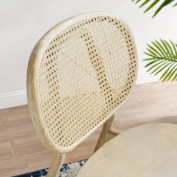 Modway Furniture Malina Modern Farmhouse Dining Side Chair - Gray Solid Elm with Woven Rattan for Stylish Comfort EEI-4649-GRY