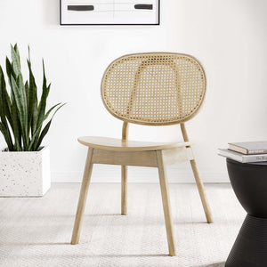Modway Furniture Malina Modern Farmhouse Dining Side Chair - Gray Solid Elm with Woven Rattan for Stylish Comfort EEI-4649-GRY