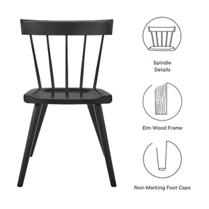 Modway Furniture Sutter Wood Dining Side Chair - Elegant Elm Design with Spindled Back for Modern Farmhouse Charm EEI-4650-BLK