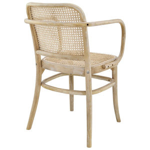 Modway Furniture Winona Wood Dining Chair - Vintage-Modern Elm & Rattan Accent, Ergonomic Design, Stylish Comfort EEI-4651-GRY